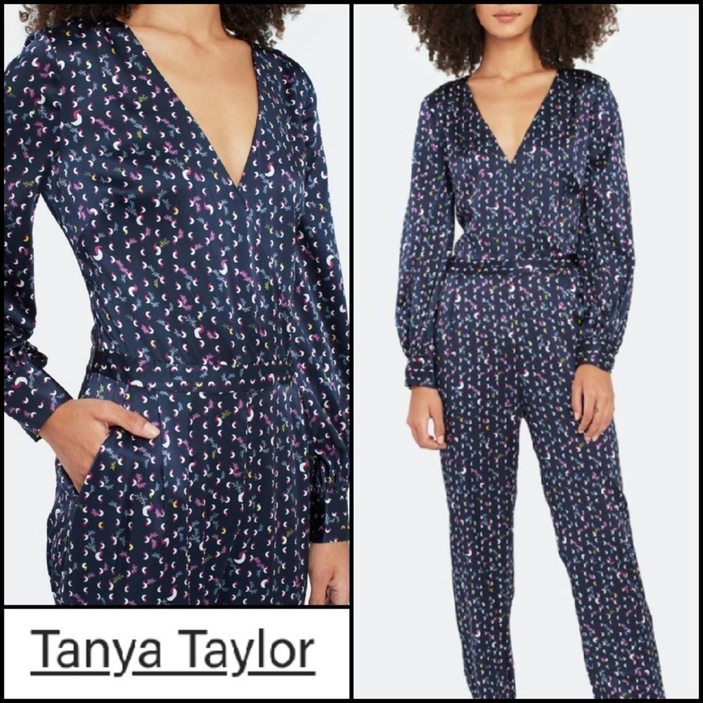 Tanya Taylor Dark Blue Patterned Jumpsuit